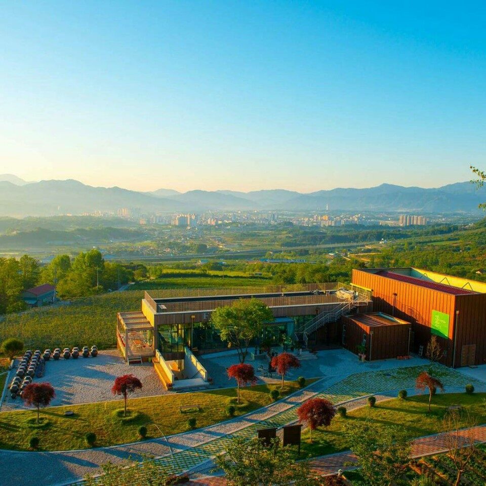 이수미팜베리 농장 석양 항공뷰